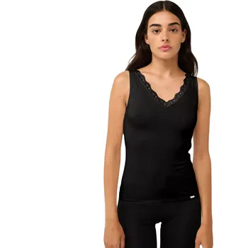 Dámské tílko Vamp Micromodal s krajkovým výstřihem do V 22801 black velikost S