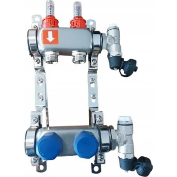 rozdělovač topení ROZDĚLOVAČ 2 okruhy INOX Rotametry Ventily Podlahové topení ip2725