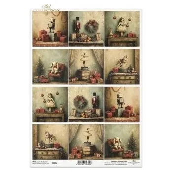 Umělecký papír Rýžový papír A4- R2682 Vánoční hračky