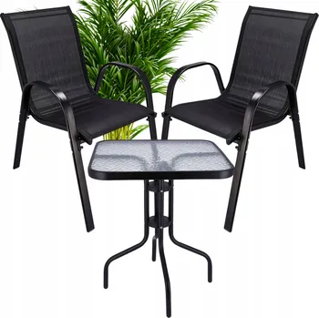 Zahradní sestava Sada zahradního nábytku kovová Jumi černá 3 ks