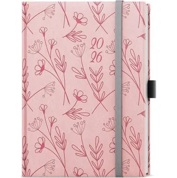 Diář Baloušek Tisk Adam - Vivella extra - denní diář Kvítí 2026, růžový B6