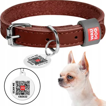 Obojek pro psa Kožený obojek pro psa, hnědý, velikost XXS