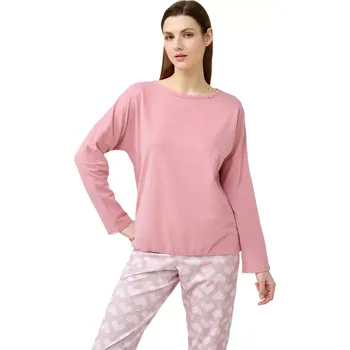 Dámské pyžamo Dámské bavlněné pyžamo s manžetovými kalhotami Vamp 23232 rose elegance velikost S