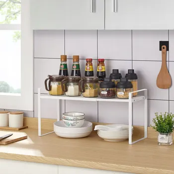 police Výsuvný úložný regál Železný na kuchyňskou linku Bílý