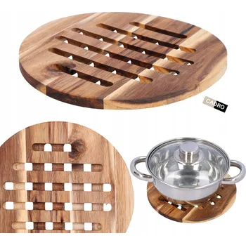 Obraz Podložka pod horký hrnec, nádobí, dřevěná akáciová podložka 20x20 cm