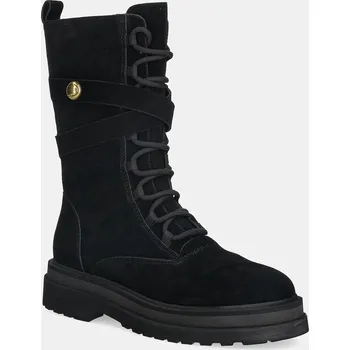 Dámské kozačky Semišové boty Twinset černá barva, na plochém podpatku, 252TGT050 252TGT050.00006 99X, EUR 41