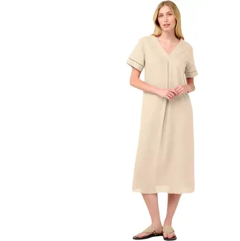 Dámské šaty Jednoduché letní šaty Vamp z popelínu 22456 beige skin velikost M