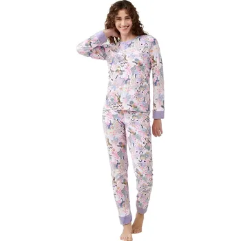 Dámské pyžamo Dámské pyžamo Vamp s potiskem a velurovými manžetami 21302 velikost XS