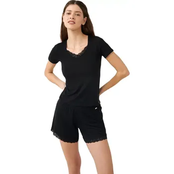 Dámské tričko Elegantní dámské tričko Vamp s krajkou 21801 černé velikost XL