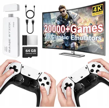 Herní konzole RETRO HERNÍ KONZOLE HDMI S 20000 HRY, 2 BEZDRÁTOVÉ OVLADAČE, 64 GB