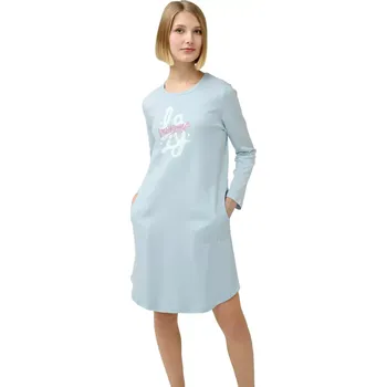 Dámská noční košile Dámská bavlněná noční košile s kapsami a potiskem Vamp 23303 blue cloud velikost XL