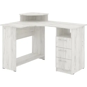 Psací stůl PC stůl KOMPAKT, rohový Barva: dub kraft - bílý