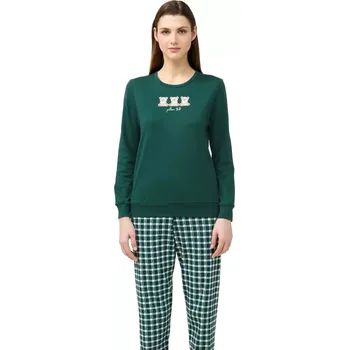 Dámské pyžamo Dámské bavlněné pyžamo se vzorem a potiskem medvídků Vamp 23241 green garden velikost XL