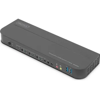 KVM přepínač DIGITUS přepínač KVM, 4portový, 4K60Hz, 4 x DP vstup, 1 x DP / HDMI výstup