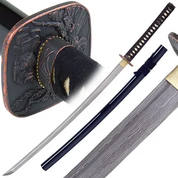 Replika zbraně John Lee Katana Fujisan, ostrý meč z překládané damaškové oceli 1045