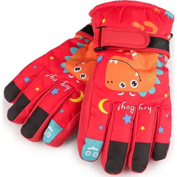 Dětské zimní rukavice dinosaurus červená 1 pár
