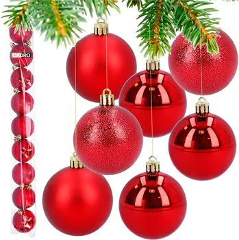 Vánoční dekorace Vánoční Koule zdobená, Vánoční Koule hladká, Sady vánoční koule 6 cm 9 ks