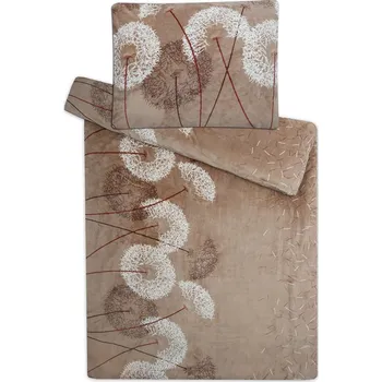 Povlečení Tegatex Povlečení mikroflanel - PAMPELIŠKY ČOKO 70*90 cm, 140*200 cm
