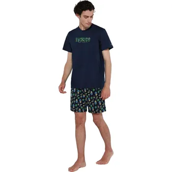 Pánské pyžamo Pánské pyžamo Vamp s krátkými rukávy 20661 modré velikost XL