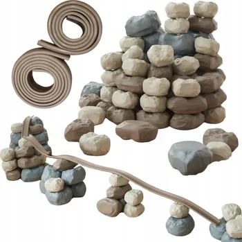 Kuličková dráha MASTERKIDZ Elastická kuličková dráha + gumové konstrukční kameny 98 dílů