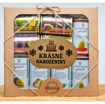 Dárková krabička VELKÁ DÁRKOVÁ SADA 9 druhů oliv krásné narozeniny (VELKÁ DÁRKOVÁ SADA 9 druhů oliv krásné narozeniny)