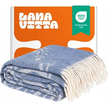 deka Vlněná deka "Meduza" 100% Australská vlna Pléd Modrá 150x200 cm