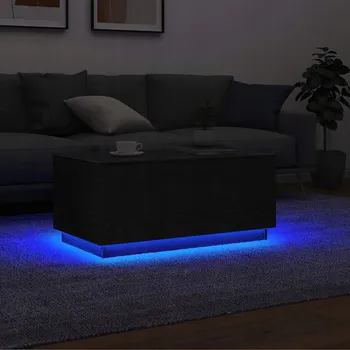 Konferenční stolek VidaXL Konferenční stolek s LED osvětlením, černý dub, 90x49x40 cm