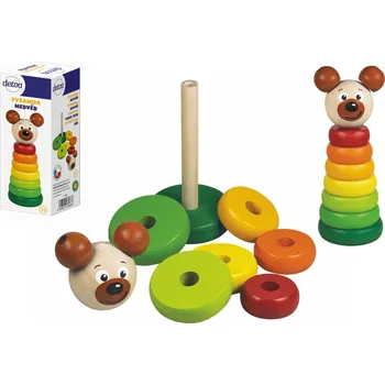 Dřevěná hračka Pyramida medvěd dřevo 8ks 17cm v krabici 7x17,5x7cm 12m+