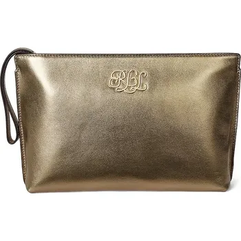 Kožená kosmetická taška Lauren Ralph Lauren zlatá barva, 432981192
