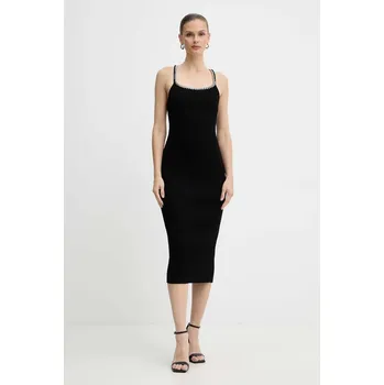 Dámské šaty Šaty MICHAEL Michael Kors černá barva, midi, přiléhavé, MF5835V33D 99X, vel. M