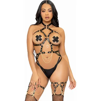 Kink Heart Ring Harness Teddy - Black - S