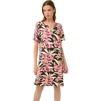 Dámské šaty Viskózové letní šaty Vamp s potiskem akvarelových lilií 22490 velikost XL