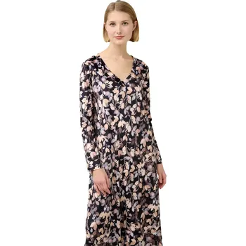 Dámské šaty Dámské sametové maxi šaty s květinovým vzorem Vamp 23080 černé velikost L