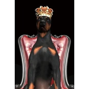 Obraz Obraz Dog in Crown 80x120 cm černý