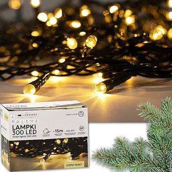 Vánoční dekorace LED VÁNOČNÍ SVĚTÝLKA VENKOVNÍ VNITŘNÍ 300 SVĚTEL 8 FUNKCÍ 3+15 M