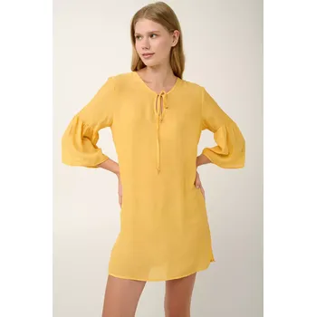 Dámské šaty Žluté letní šaty Vamp z viskózy 22873 yellow gold velikost L