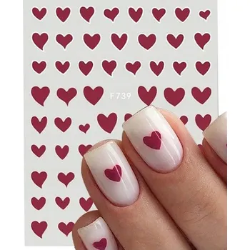 samolepka Samolepky na nehty PAZYOU F739 s červenými srdíčky