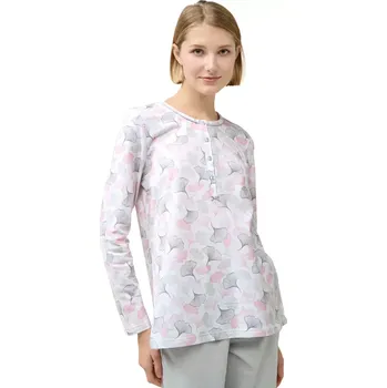 Dámské pyžamo Dámské bavlněné pyžamo s dlouhým rukávem a pastelovým vzorem Vamp 23291 gray silver velikost XL