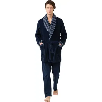 Pánský župan Pánský klasický župan Vamp s barevnou klopou 21696 velikost L