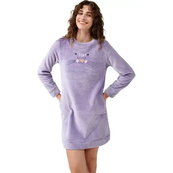 Dámská noční košile Fleecová noční košile Vamp s kapsami 21305 velikost M