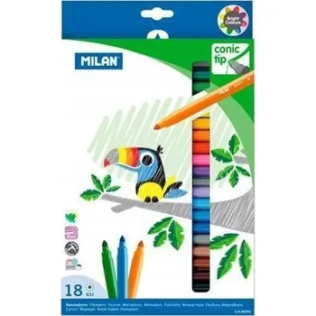 Barevné FIXY se STOŽCOVÝM HROTEM, sada 18 ks Milan, POPISOVAČE pro děti