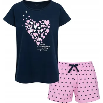 Dámské noční prádlo Dámské pyžamo 100% bavlna tmavě modré pyžamo velikost 40 L SRDCE Endo