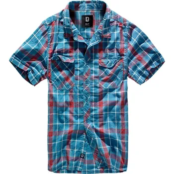 Košile s krátkým rukávem a náprsními kapsami Urban Classics Barva: modrá - červená, Velikost: 3XL