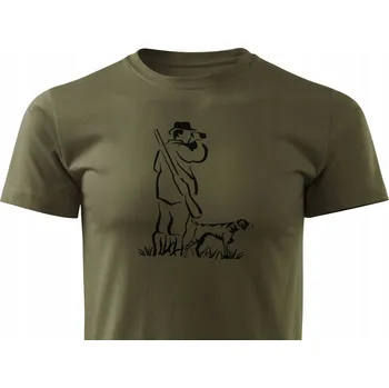 Myslivecké tričko maskáčový s loveckým potiskem LOVEC SE PSEM - 4XL