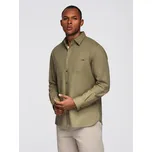 Pánská bavlněná košile s kapsou REGULAR FIT - V1 - ESPIR Barva: Olivová, Velikost: L