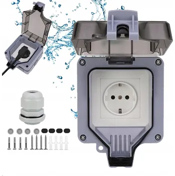 Elektrická zásuvka Venkovní vodotěsná zásuvka IP66, voděodolná zásuvka do zahrady