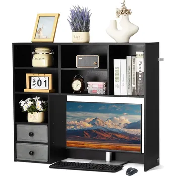 Knihovna VEVOR Regał Biurkowy 3-Poziomowa Stołowy Półka 94x25,4x79,2CM Czarny