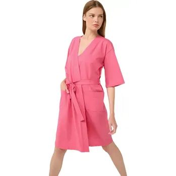 Dámský župan Bavlněný letní župan na zavazování Vamp 22256 pink dove velikost XL