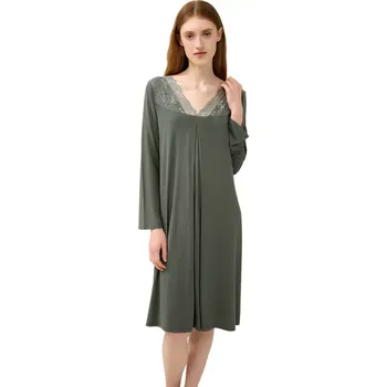 Dámská noční košile Dámská noční košile z mikromodalu s krajkou Vamp 23122 green sage velikost XL