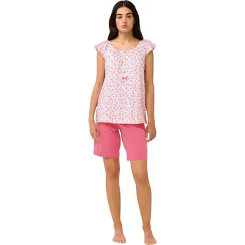 Dámské pyžamo Bavlněné dámské pyžamo Vamp s knoflíkovou légou 22259 pink dove velikost M